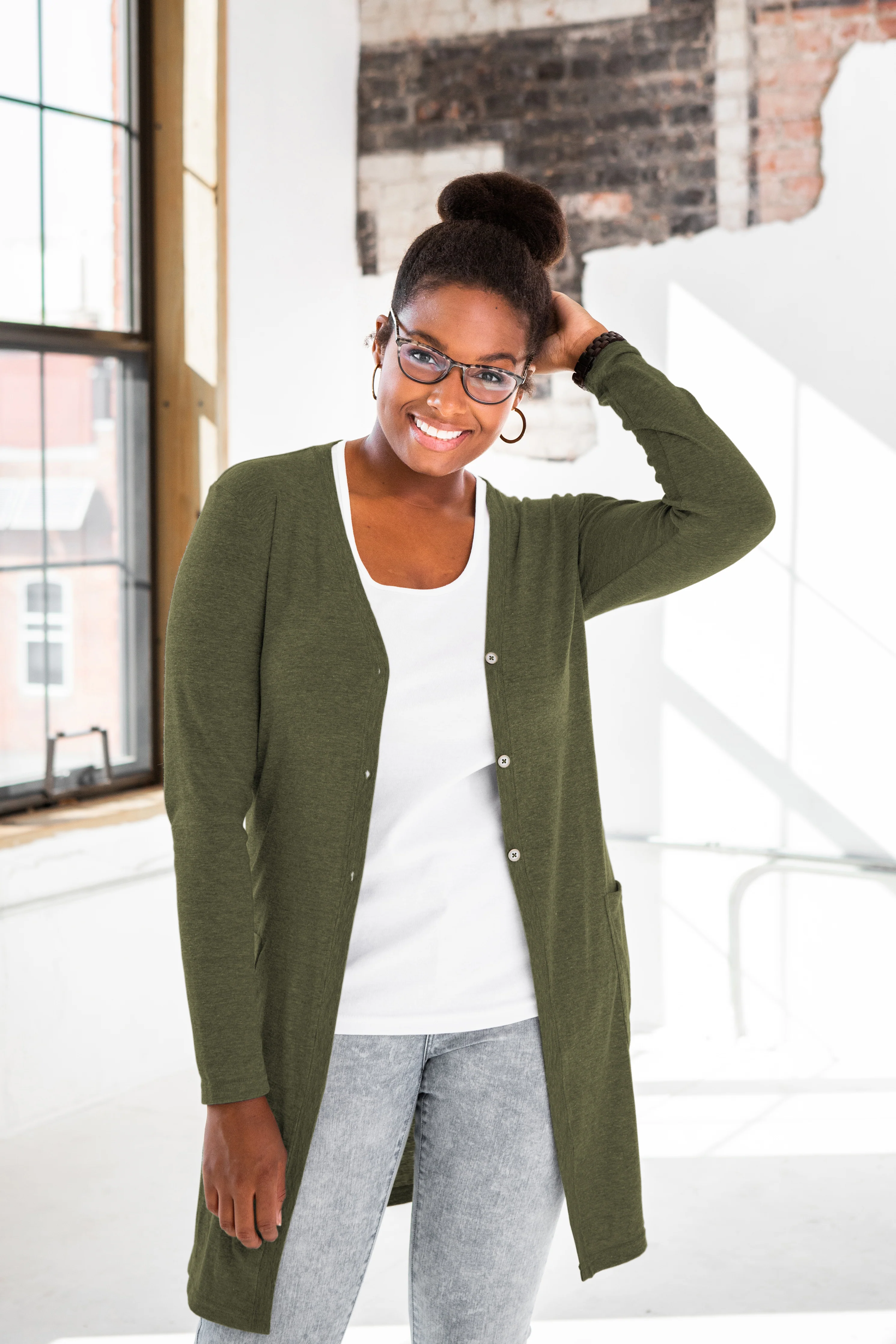 Ladies Eco-Triblend Rib Cardigan - Image 5