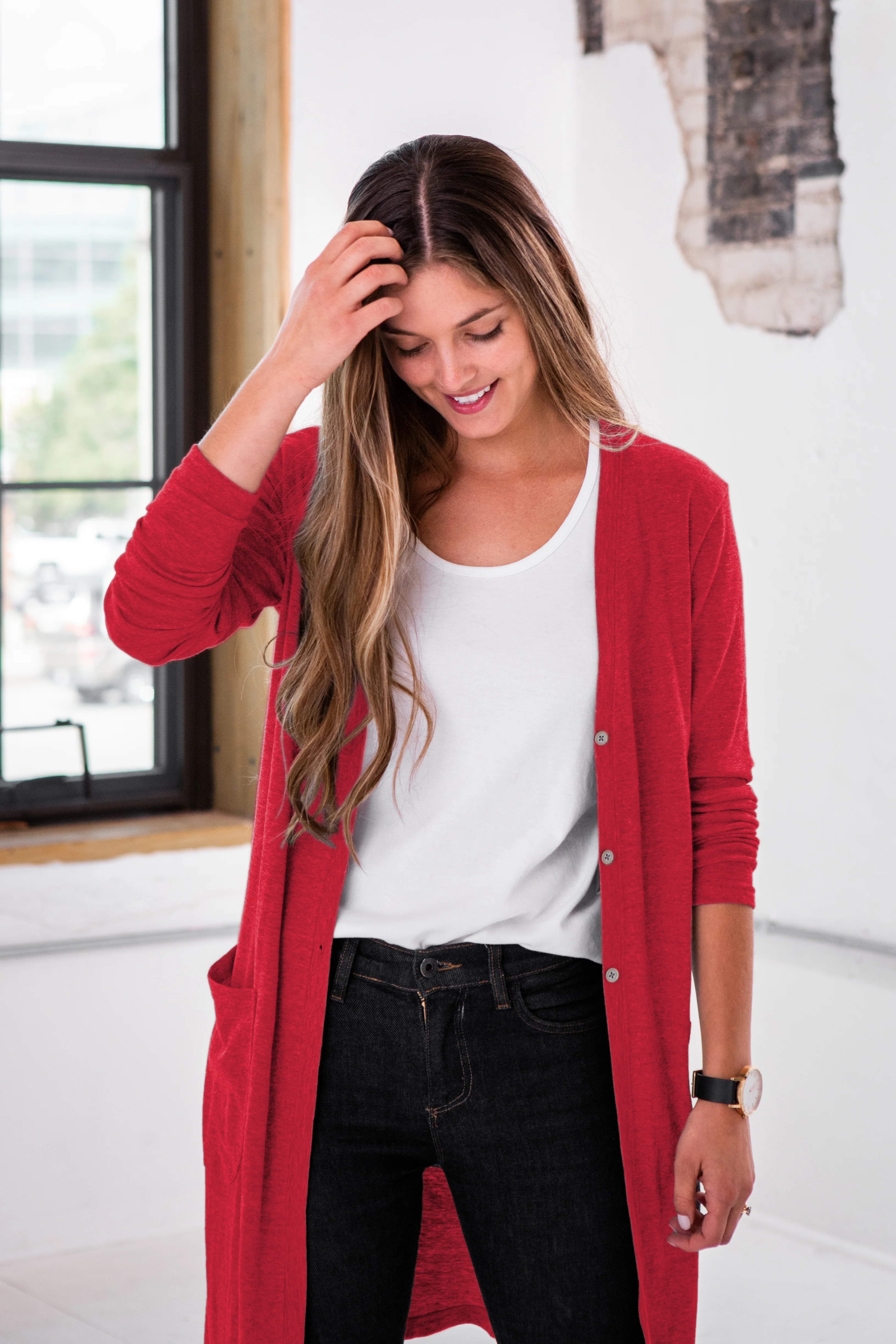 Ladies Eco-Triblend Rib Cardigan - Image 7