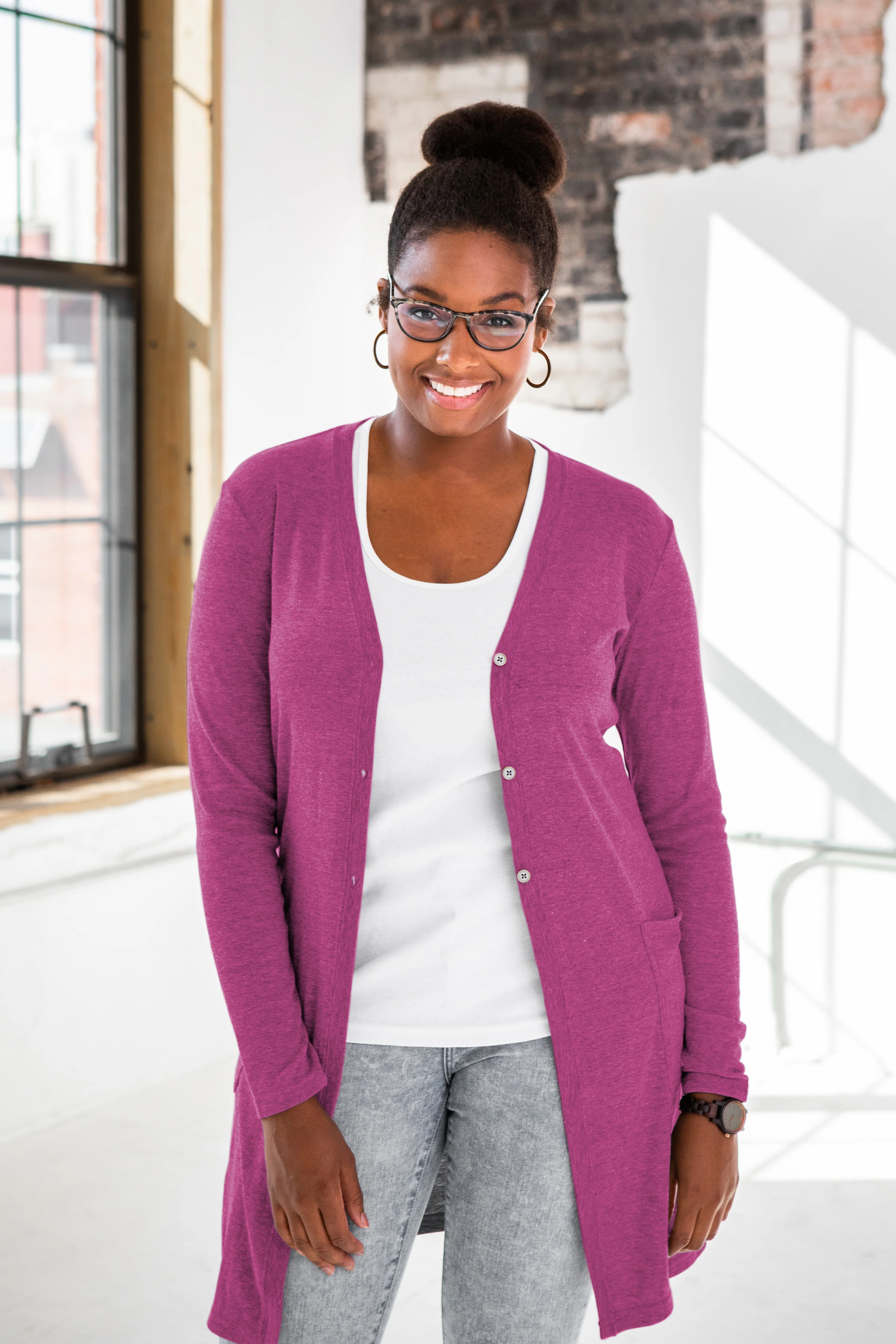 Ladies Eco-Triblend Rib Cardigan - Image 9
