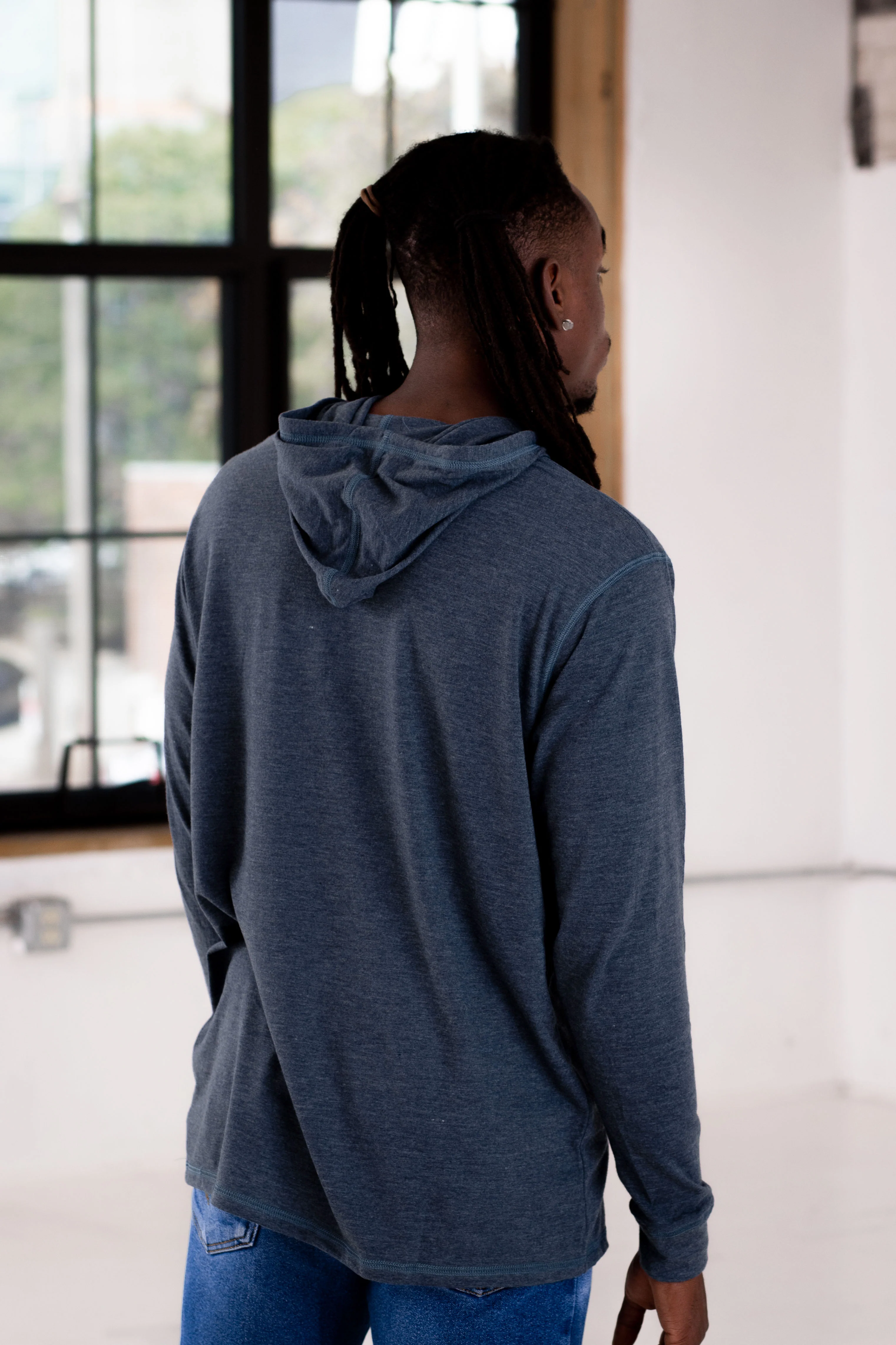 Unisex Eco-Triblend Long Sleeve Hooded Tee - Image 5