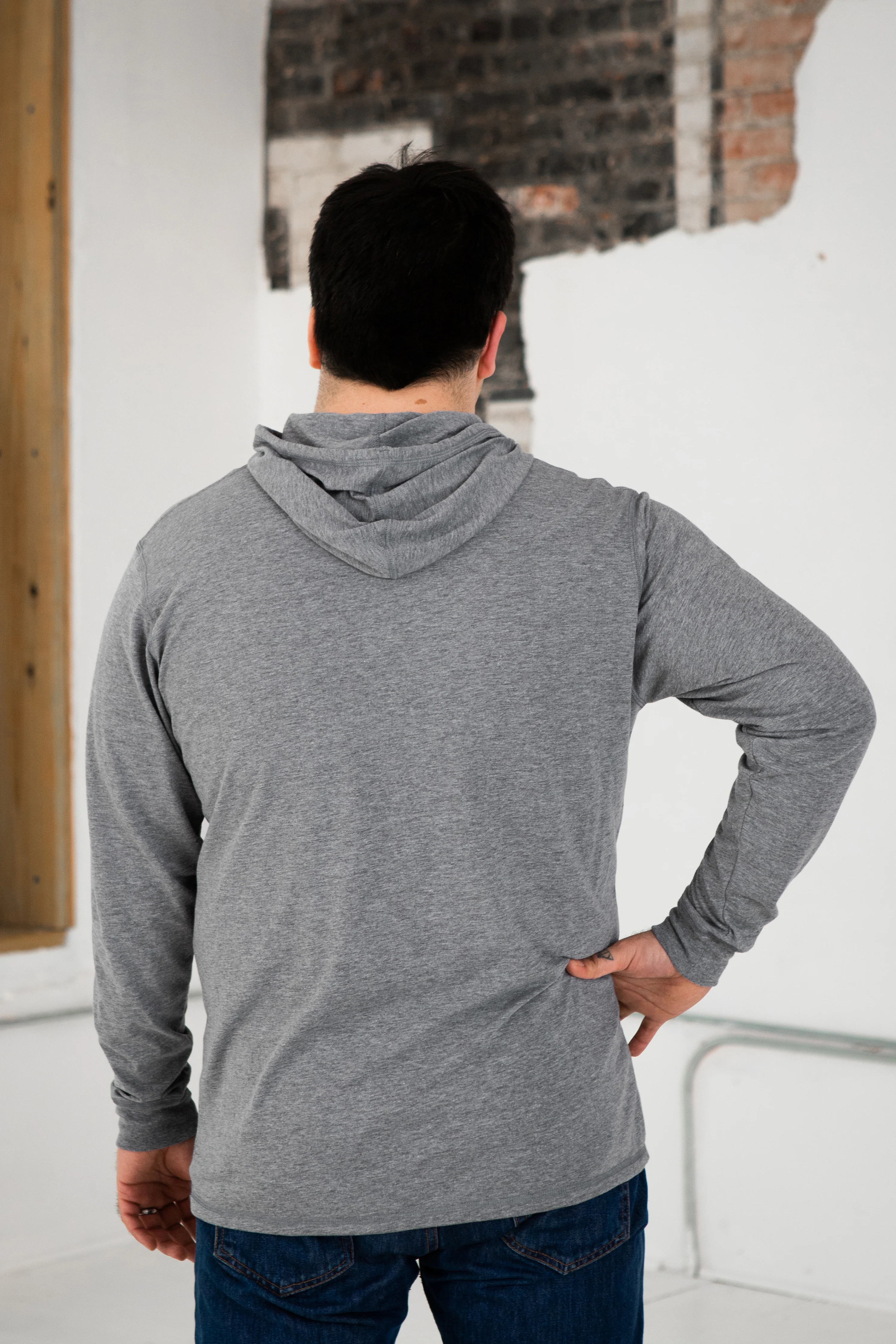 Unisex Eco-Triblend Long Sleeve Hooded Tee - Image 7