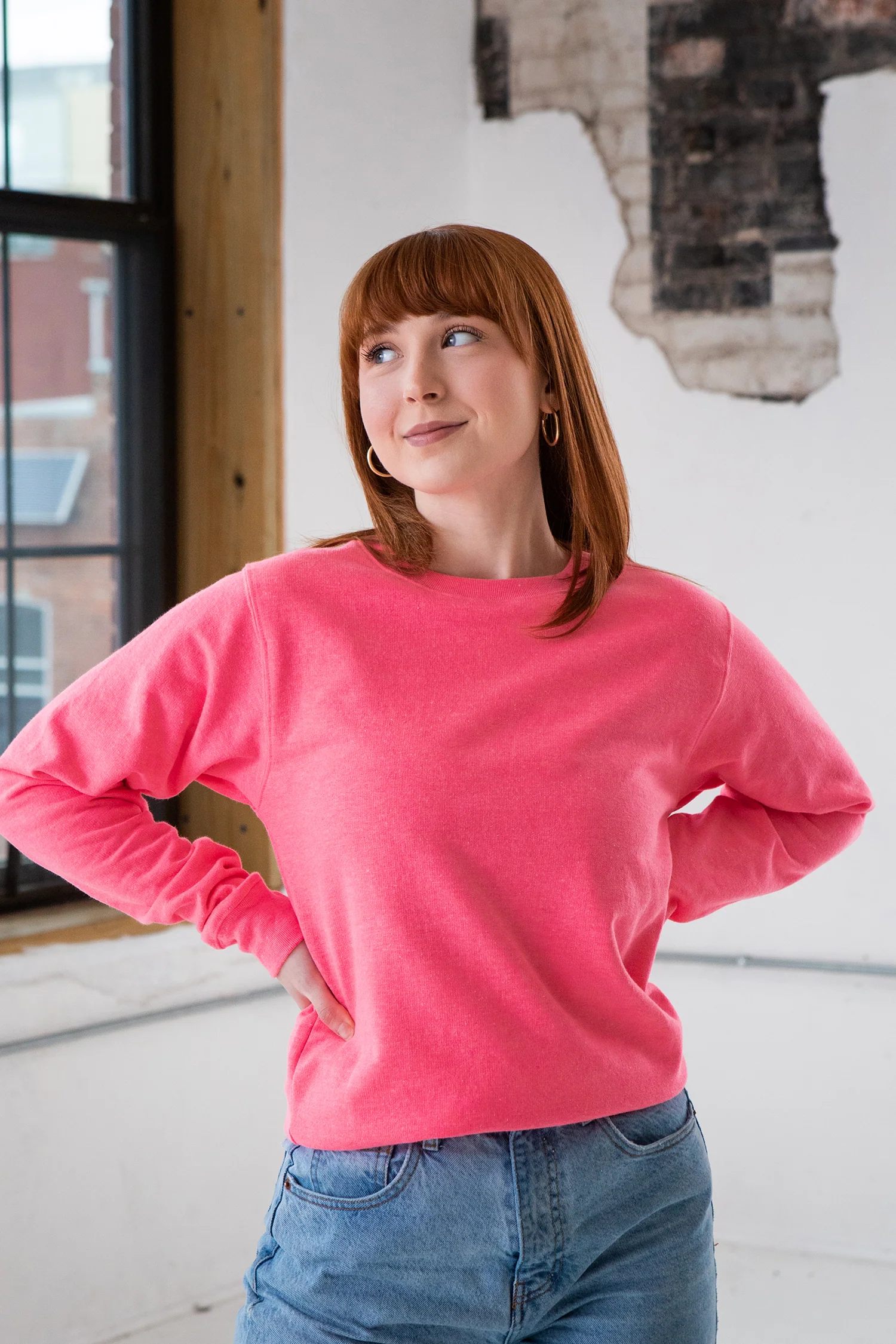 Unisex Heathered Fleece Crew - Image 6