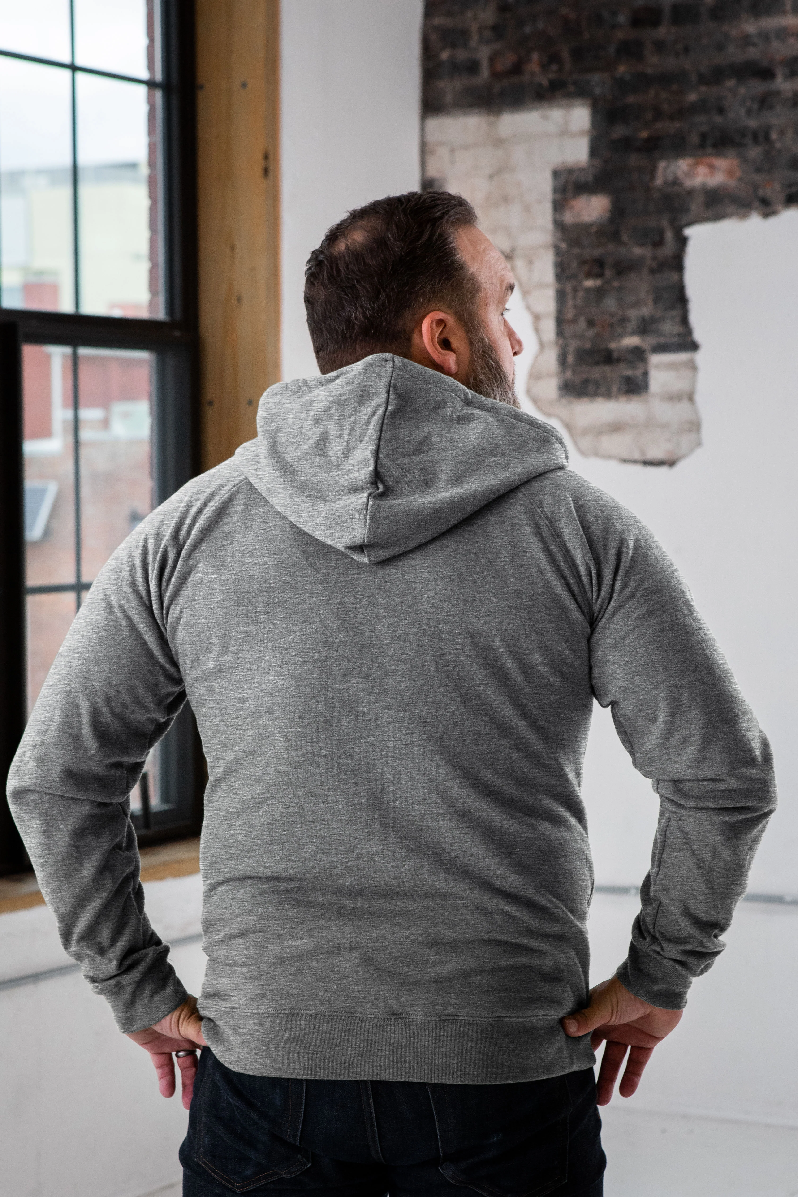 Unisex Heathered Full Zip Hood - Image 4