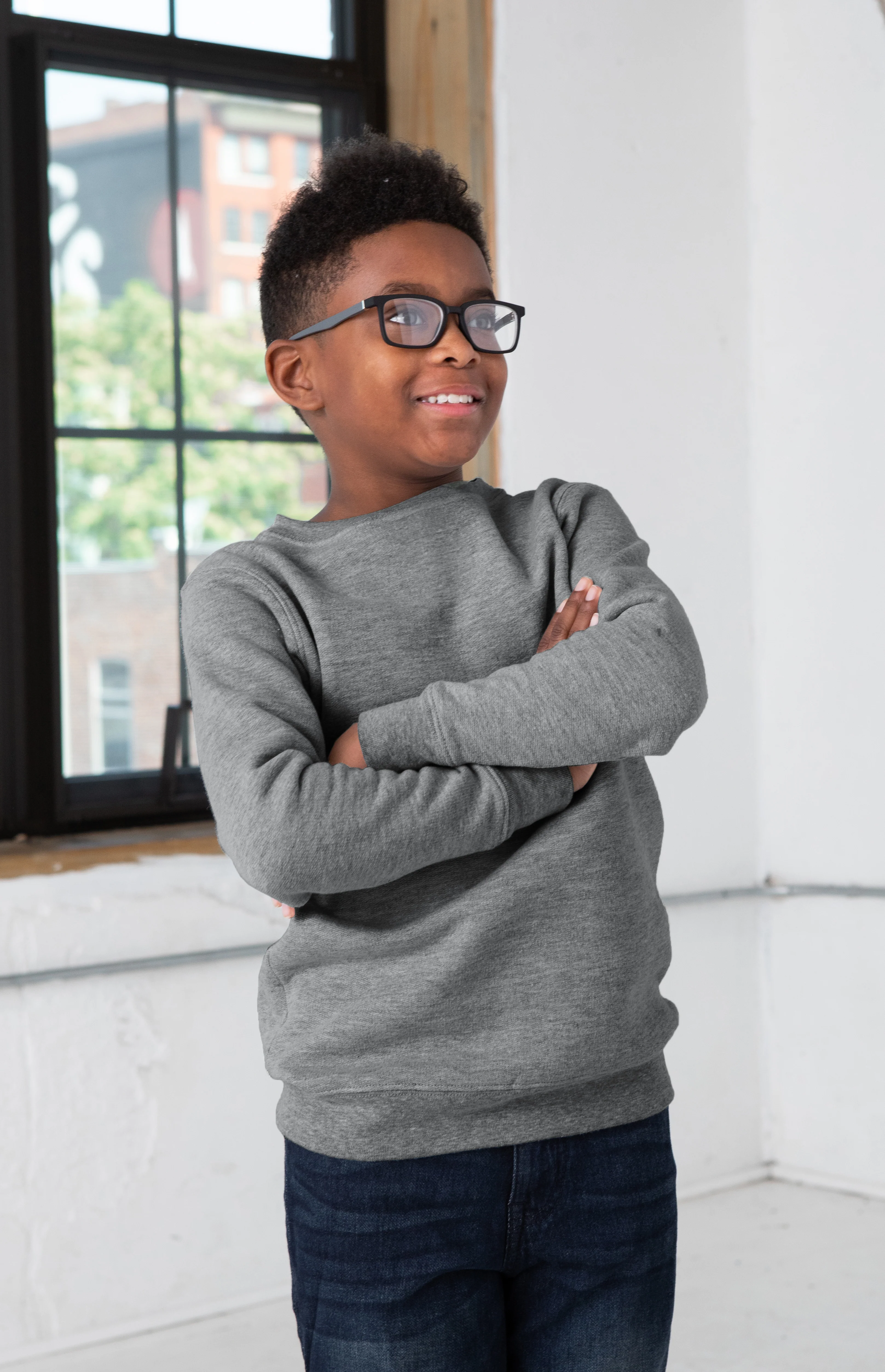 Youth Heathered Fleece Crew - Image 16